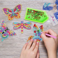 Butterfly Craft Kit, 4-Piece Diamond Painting Wind Chime Set With Colorful Stones & Bells, Creative Craft Supplies For School Projects & Art Class, Craft Kit For Kids' Desk Name Tags — view 2