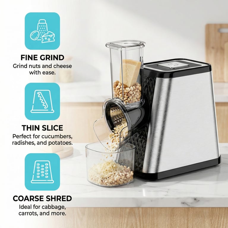 Hands-free electric flour mill grinding fine texture for baking