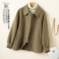 Short Doll-Collar Double-Faced Wool Coat for Women | Canadian — view 7