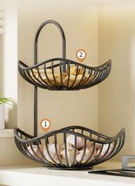 Kitchen Onion Ginger Garlic Basket Double-Layer Fruit Storage Rack — view 7