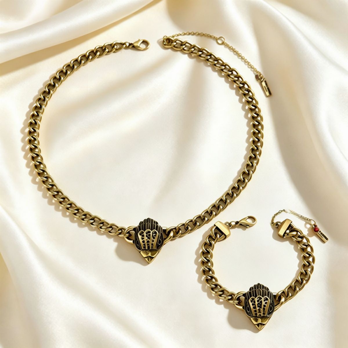 Vintage Antique Eagle Head Necklace Bracelet Set Women 2Pcs Jewelry Set For Daily Dating Banquet Party Occasions