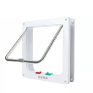 White XL pet door with transparent magnetic flap and four-way locking mechanism