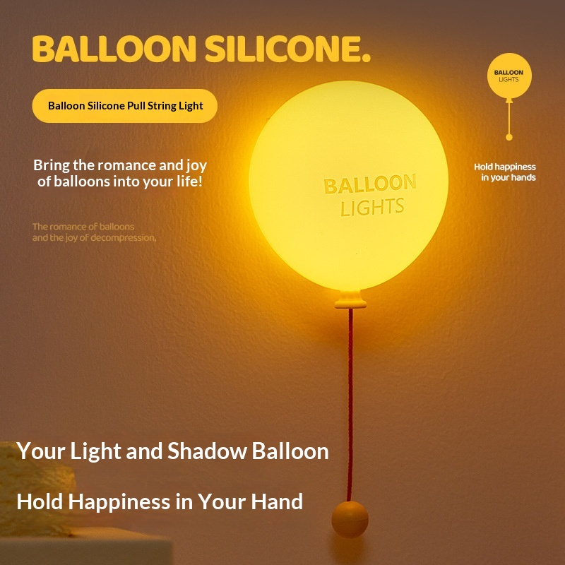 Silicone LED Night Light Balloon | Warm Glow Pull-String Kids Light