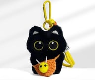 Black Cat Pendant Keychain with Bee Bib | Cute Plush Charm — view 15