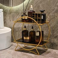 Double-Layer Bathroom Storage Organizer | Marble Caddy with Metal Frame — view 10