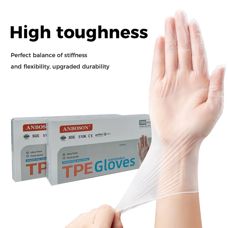 Certified food-grade nitrile gloves with ISO and SGS quality marks