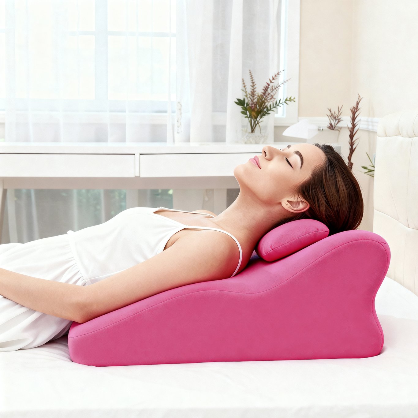Ergonomic Spinal Posture Support & Multi-Functional Bed Pillow -pink