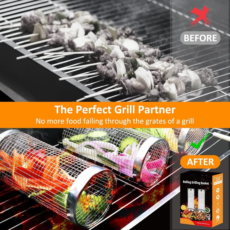 Rolling grilling basket being cleaned in dishwasher, showing durability