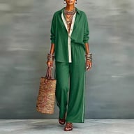 Women's Contrast-Color Casual Loose Pants Two-Piece Set | Comfy — view 12