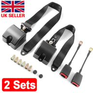 Universal 3-Point Inertia Seat Belt Kit | 2 Sets for Cars & Trucks — view 6