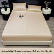 Summer Solid-Color Ice Silk Fitted Sheet | Cooling Bedding Canada — view 9