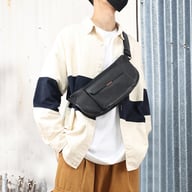 Leather Casual Trendy Brand Shoulder Bag, Men's Bag, Leather High-end Feeling, Men's Crossbody Bag, Multifunctional Business Handbag--6986 Vegetable Tanned Leather Black — view 2