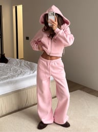 Womens Washed Hoodie Two-piece Set — view 4