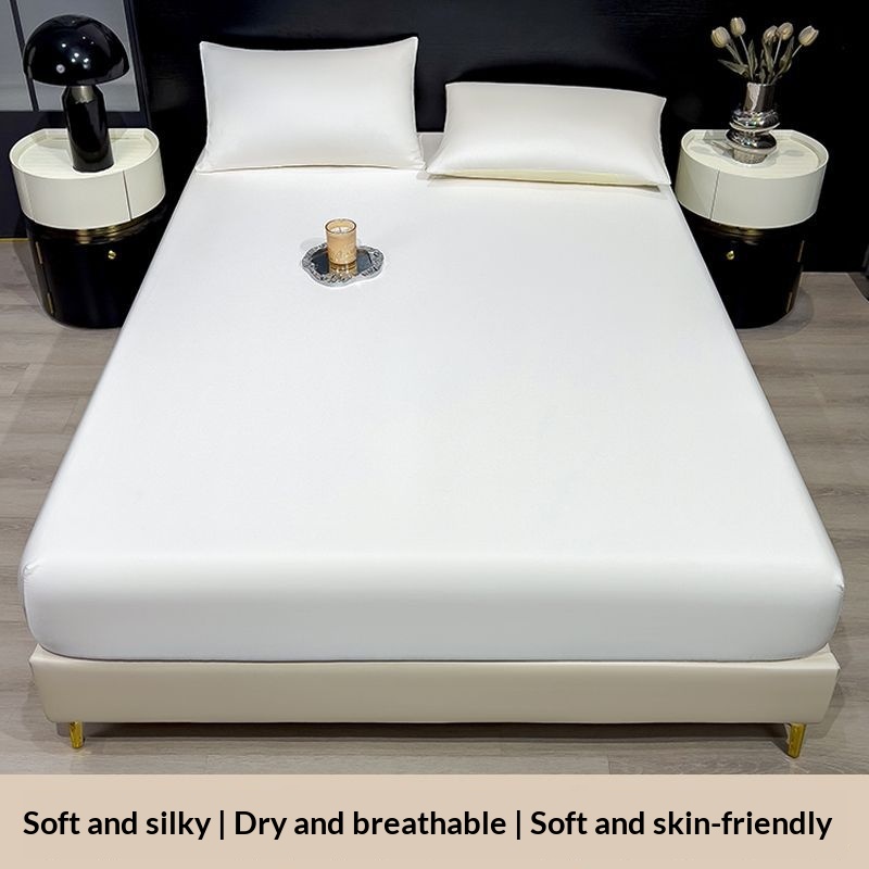 Summer Solid-Color Ice Silk Fitted Sheet | Cooling Bedding Canada