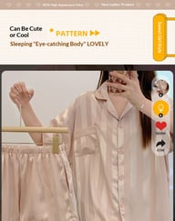 Womens Summer High-End Ice Silk Short-Sleeve Pajama Set 3 Pieces — view 5