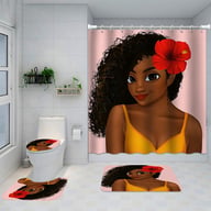 Artistic Shower Curtain 4-Piece Set with Bath Mats | Captain Fam — view 11