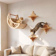 Wooden Star And Moon Hammock Cat Wall Set | Home & Kitchen Pet Furniture — view 13
