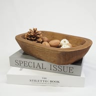 Solid Wood Hand-Carved Storage Tray | Rustic Home & Kitchen Decor — view 2