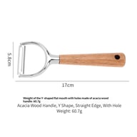 Stainless Steel Acacia Wood Peeler | Y-Shaped & I-Shaped Designs — view 3