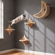 Wooden Star And Moon Hammock Cat Wall Set | Home & Kitchen Pet Furniture — view 6