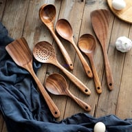 Acacia Wood Cooking Utensil Set with Holder | Natural Kitchen Tools — view 14