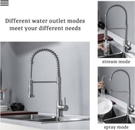 Modern Monobloc Pull Out Kitchen Mixer Tap Dual Spout Spray Single Lever 360 — view 11