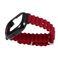 Wine red silicone watch strap with integrated black PC case for Honor 4