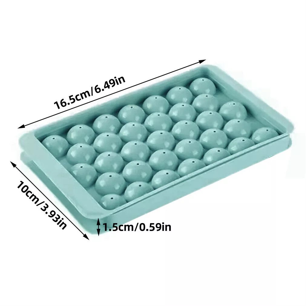 Ice Cube Tray With Lid | 33 Grids Ice Ball Maker Mould Round Easy Release