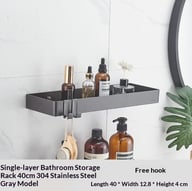 304 Stainless Steel Bathroom Mirror Storage Rack | Modern Shelf — view 11