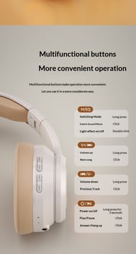 Fashionable On-Ear Bluetooth Wireless Headphones with RGB Lighting — view 13
