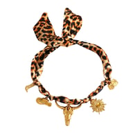 Leopard-print Silk Scarf With A Cow-head Heart-shaped Pendant — view 1