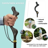 Adjustable height posture cane used on hills, stairs, and sidewalks