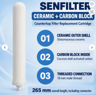 265mm Ceramic Composite Faucet Filter Element | Replacement Cartridge — view 4