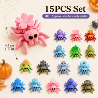 15PCS 3D Printed Mini Spider Figurine Set | Cute Halloween Desk Organizer — view 7