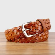 Vintage Woven Vegetable-Tanned Leather Belt — view 6