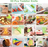 50PCS Kids Kitchen Cooking Set with Peeler, Wooden Knives & Safety Gloves — view 3