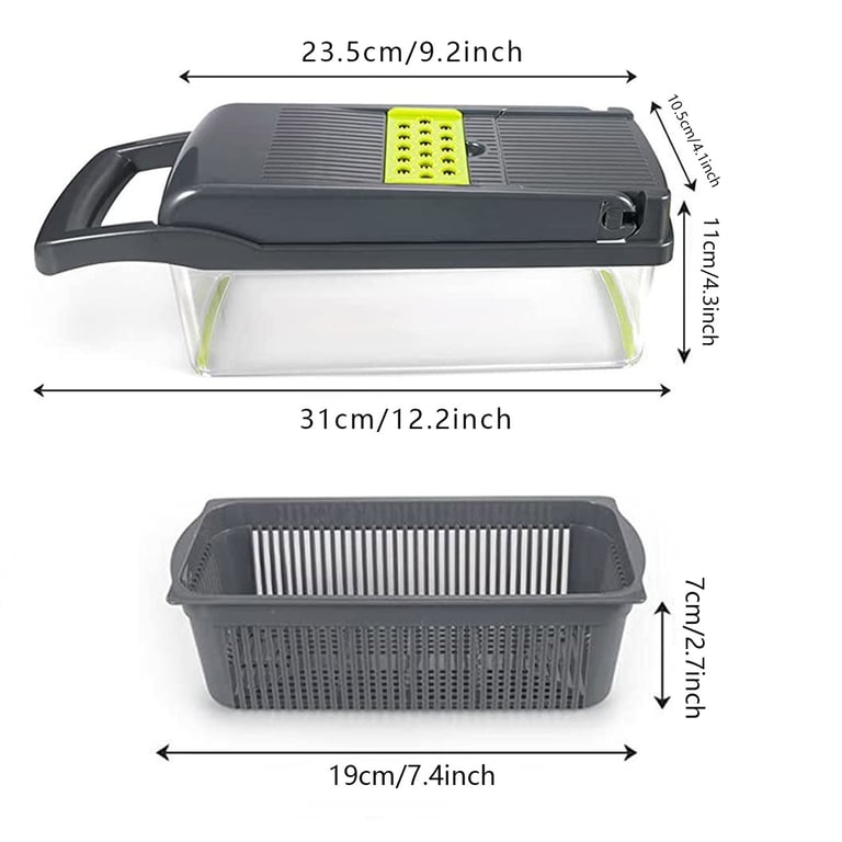 Close-up of ergonomic handle and safety guard on vegetable chopper
