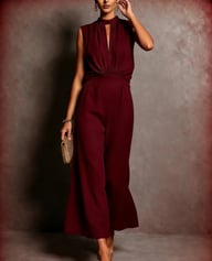 Elegant Sleeveless Two-Piece Set for Women | Wide-Leg Cropped Pants — view 18