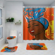 Artistic Shower Curtain 4-Piece Set with Bath Mats | Captain Fam — view 2