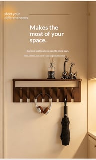 Solid Wood Coat Rack with Piano Keys | Modern Wall Mount Storage — view 14
