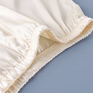 Off-White Ice-Silk Satin Lace-Trimmed Tie-Front Womens Pajama Set — view 14