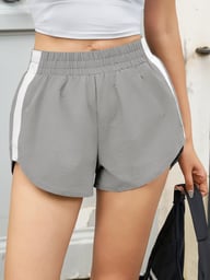 Women's High Waisted Striped Dolphin Shorts | Athletic Running Wear — view 17