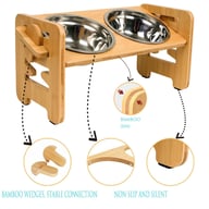 Bamboo Elevated Pet Feeder with Adjustable Height | Dog & Cat Bowl Rack — view 2