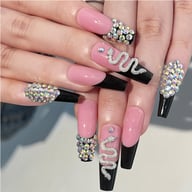 24 PCS Diamond Snake Coffin Press-On Nails | Rhinestone Nail Art — view 5