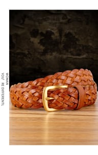 Vintage Woven Vegetable-Tanned Leather Belt — view 16