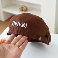 Children's Embroidered Smiling Face Beret | Adjustable Soft-Top Cap — view 6