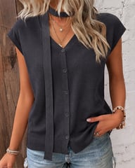 V-Neck Ribbed Ice-Silk Knit Cardigan for Women | Lightweight Breathable — view 10