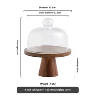 Retro Lovewood Tray with Glass Dome | Wooden Fruit Plate Organizer — view 11