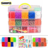 15000-piece rubber loom band kit with organized storage container and accessories