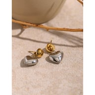 Stainless Steel Heart Stud Earrings for Women | Modern Minimalist Design — view 9